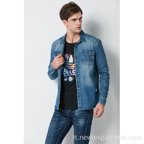 Camicia di jeans in cotone da uomo